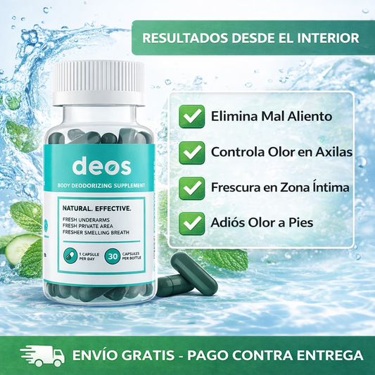 Suplemento Desodorante Corporal DEOS: Frescura Interna para Axilas, Aliento y Zonas Íntimas (30 Cápsulas)
