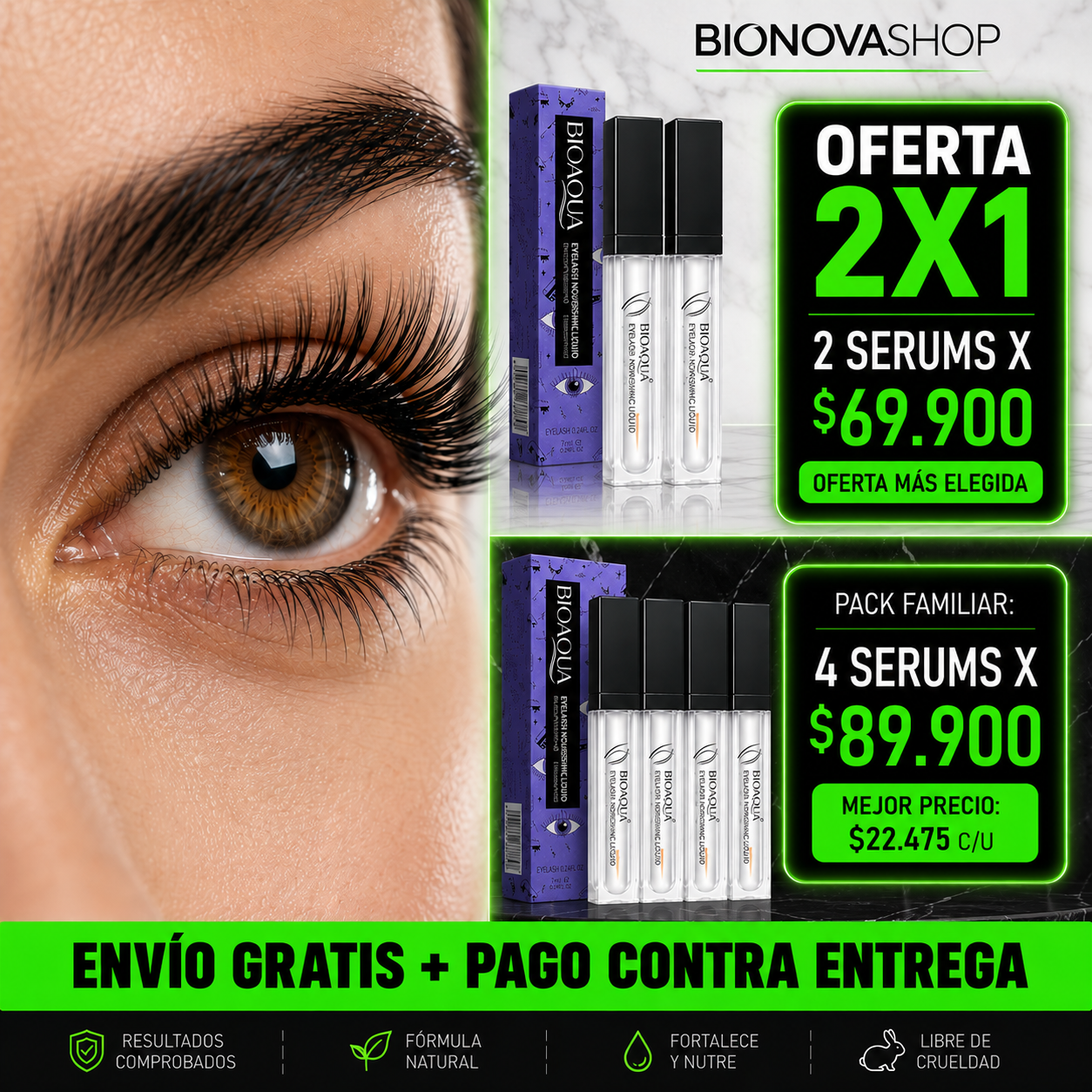 Serum Bioaqua Para Pestañas: Oferta 2x1